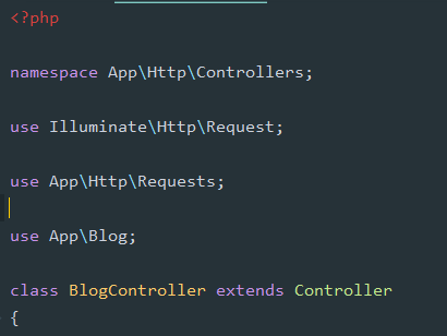 use app\Blog; Laravel